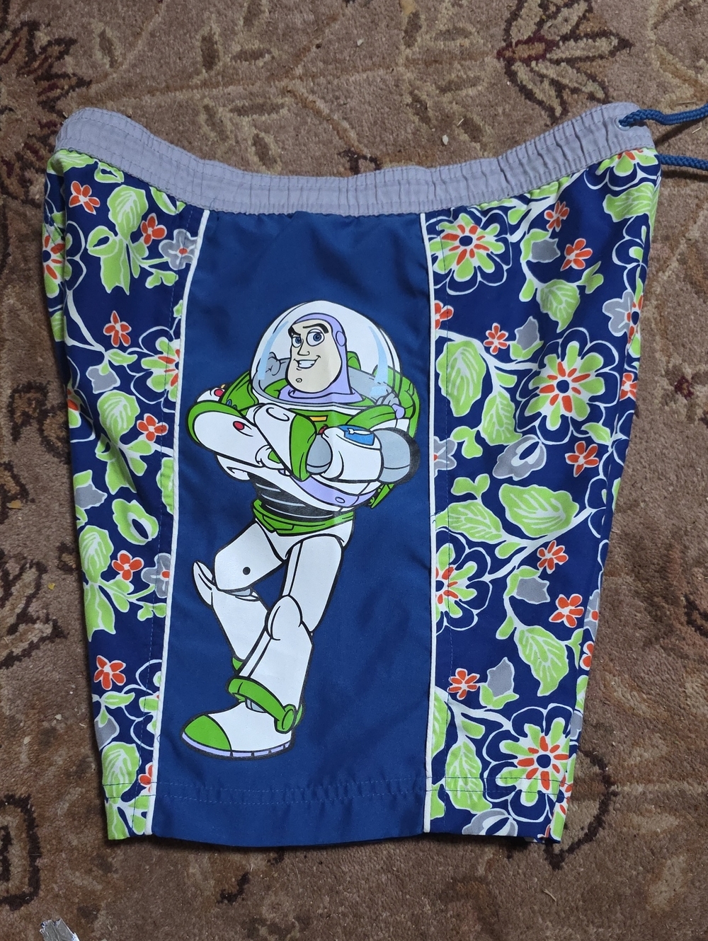 Disney Boys Blue Buzz Lightyear Floral Swim Trunks
